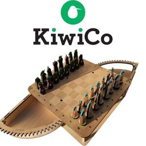 KiwiCo Chess Set Wooden Game Board and Pieces with Hidden Storage - Assembled
